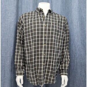 L.L. Bean Plaid Flannel Shirt Button Down Outdoor Navy/Cream Men's L